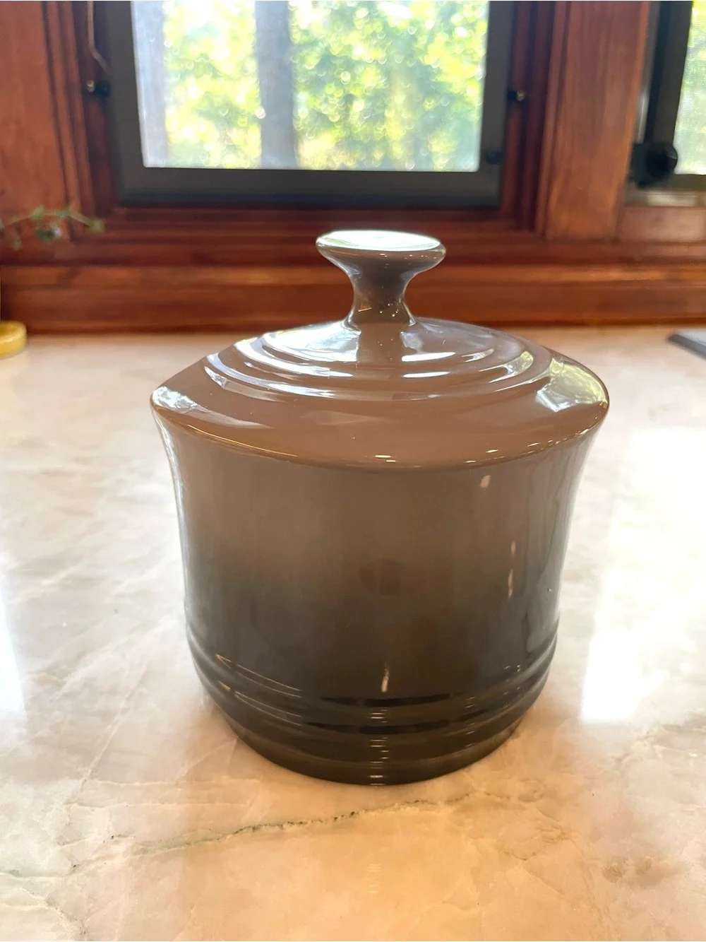 Le Creuset Two-Tone Grey Ombré Ceramic Stoneware Salt Crock / Salt Pig 10 oz